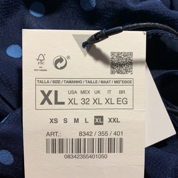 NWT. Zara Blue Polka Dots Midi Dress. Size L. - Picture 7 of 10